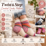 Twist & Step Crochet Socks Pattern PDF