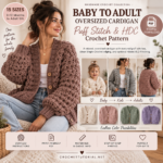 Baby to Adult Oversized Cardigan Crochet Pattern PDF